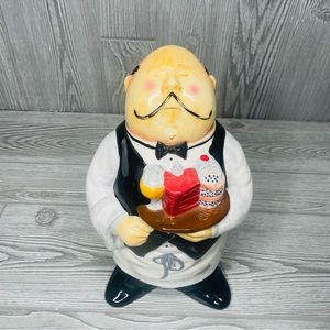 Vintage Butler Waiter cookie jar Certified International Tracy Flickinger decor